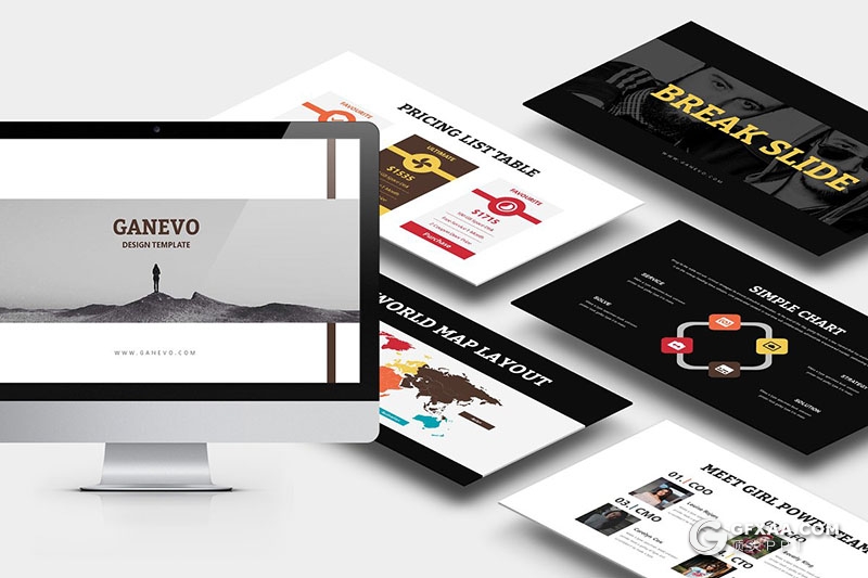 62页黑白两种底色扁平化商务通用PPT模板 - 顶尖PPT