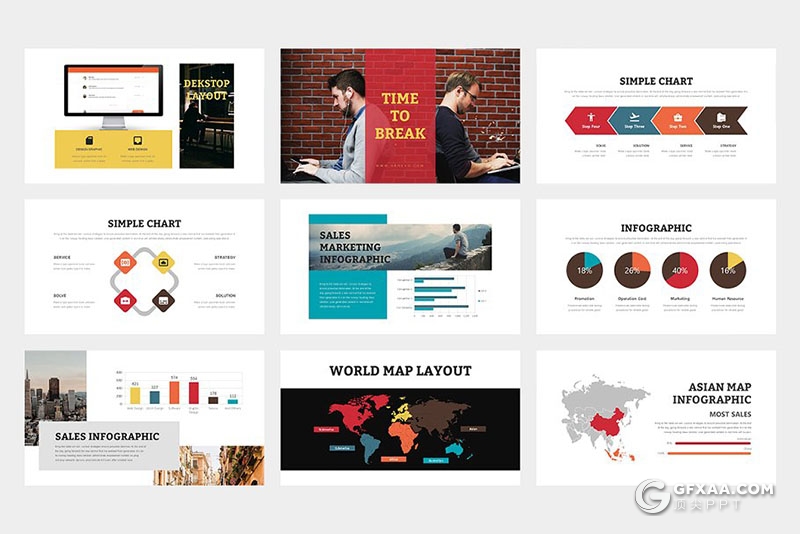 62页黑白两种底色扁平化商务通用PPT模板 - 顶尖PPT