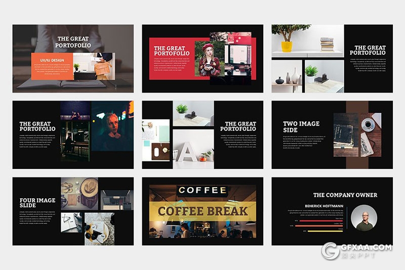 62页黑白两种底色扁平化商务通用PPT模板 - 顶尖PPT