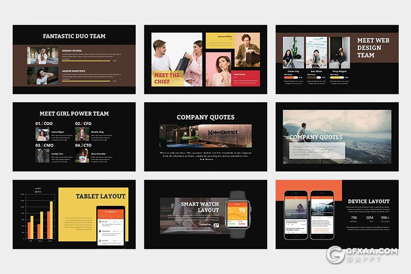 62页黑白两种底色扁平化商务通用PPT模板 - 顶尖PPT