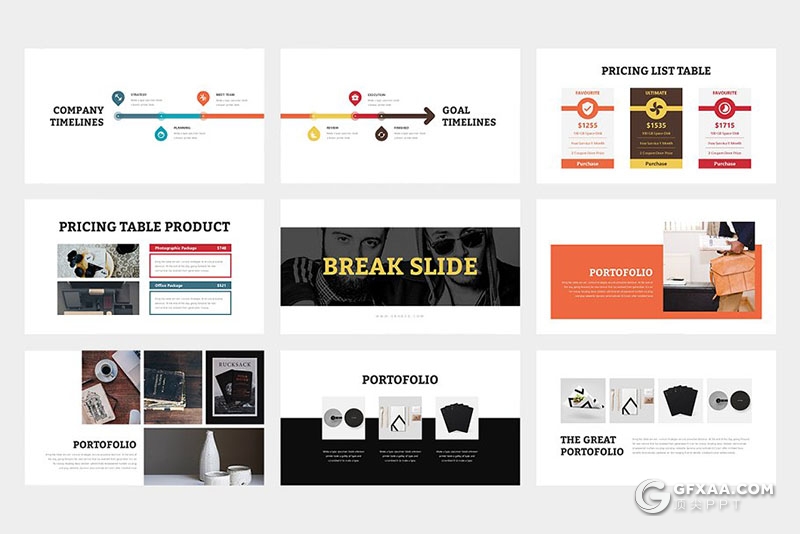 62页黑白两种底色扁平化商务通用PPT模板 - 顶尖PPT
