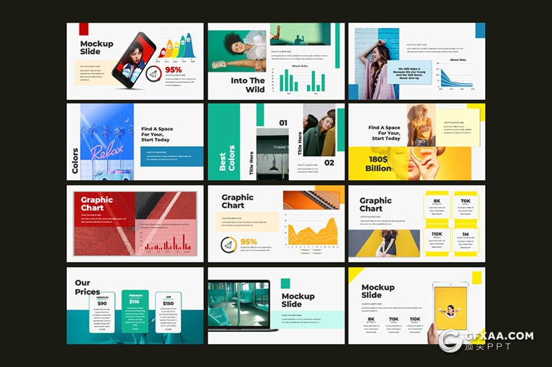 57页色彩艺术模特写真展示PPT模板 - 顶尖PPT