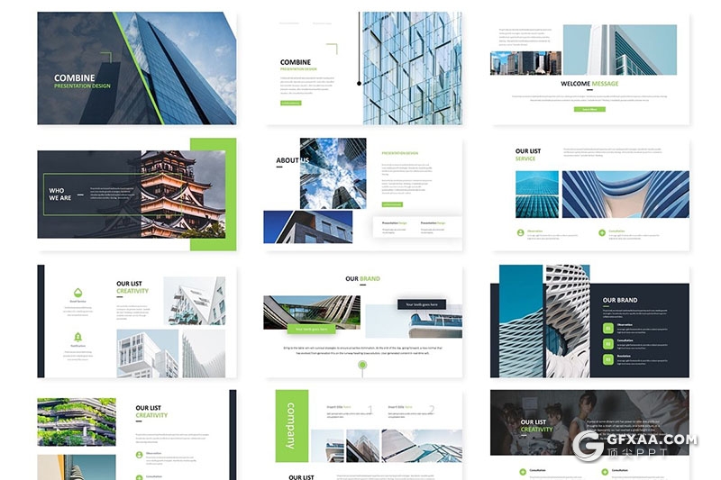 30页地产建筑行业年终工作汇报ppt模板 5种主题配色 - 顶尖PPT