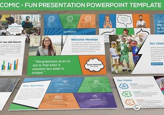 30页卡通漫画风格PPT模板 6种配色2种尺寸规格 - 顶尖PPT