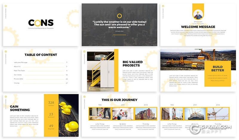 30页3种配色机械工程企业介绍工作汇报Google slides模板 2种尺寸规格 - 顶尖PPT