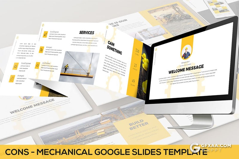 30页3种配色机械工程企业介绍工作汇报Google slides模板 2种尺寸规格 - 顶尖PPT