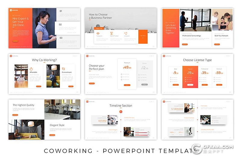 65页工作环境团队介绍工作汇报通用ppt模板 10种主题配色20种XML配色文件 - 顶尖PPT