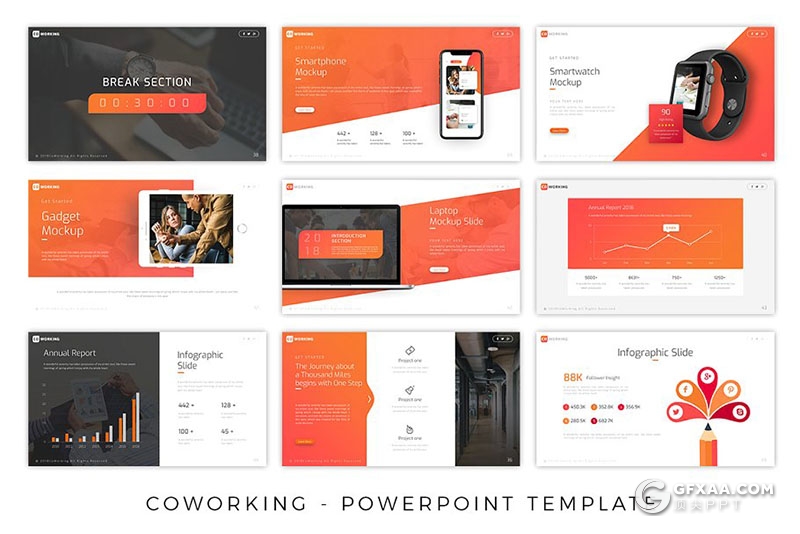 65页工作环境团队介绍工作汇报通用ppt模板 10种主题配色20种XML配色文件 - 顶尖PPT
