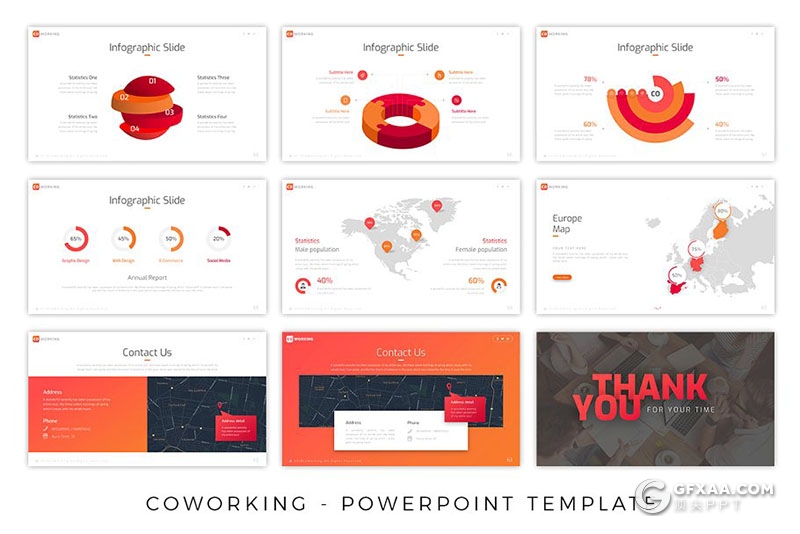 65页工作环境团队介绍工作汇报通用ppt模板 10种主题配色20种XML配色文件 - 顶尖PPT