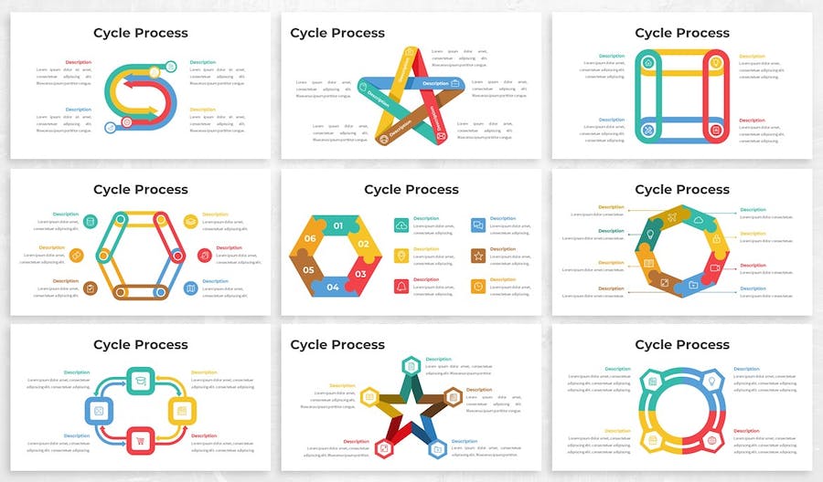 循环图表流程展示业务方案Keynote模板 - 顶尖PPT