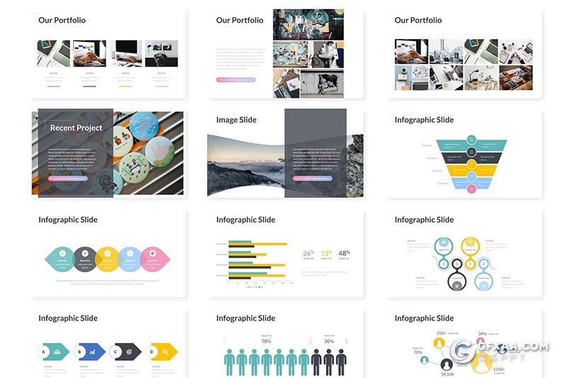 30页色彩公司团队介绍工作汇报ppt模板 5种配色 - 顶尖PPT
