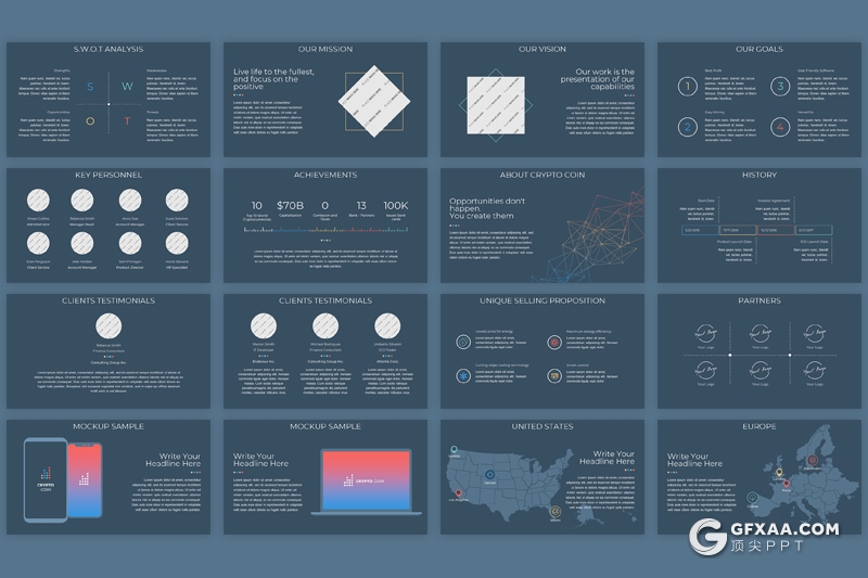 46页简约创意线条图形设计工作汇报ppt模板 - 顶尖PPT