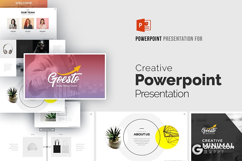 105页国外简约风格图文混搭文艺范PPT模板 - 顶尖PPT