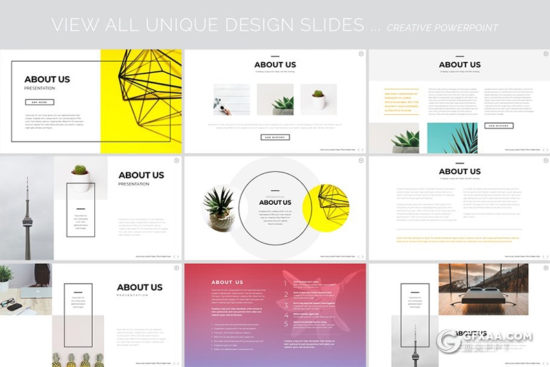 105页国外简约风格图文混搭文艺范PPT模板 - 顶尖PPT