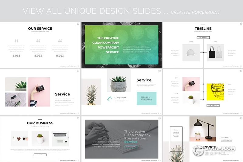 105页国外简约风格图文混搭文艺范PPT模板 - 顶尖PPT