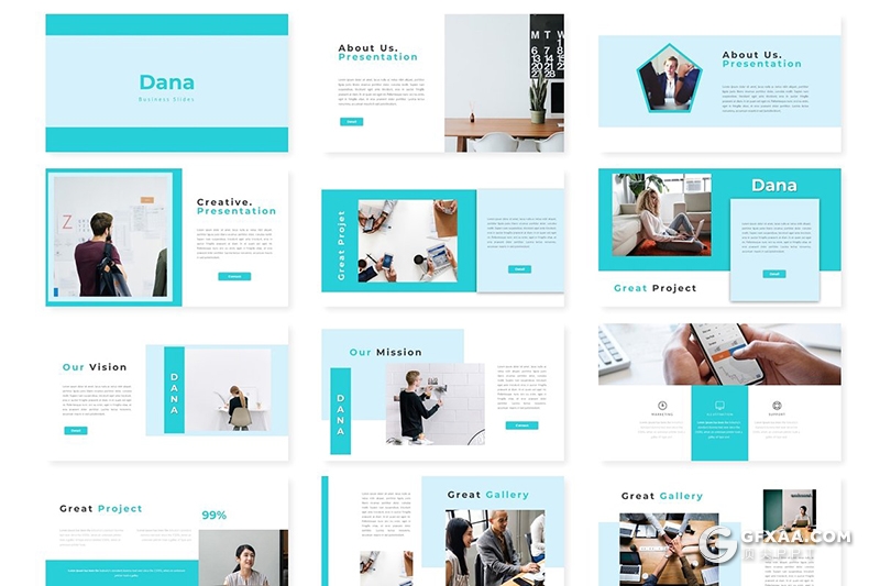 30页扁平化商务风格年终工作汇报keynote模板 5种主题配色 - 顶尖PPT