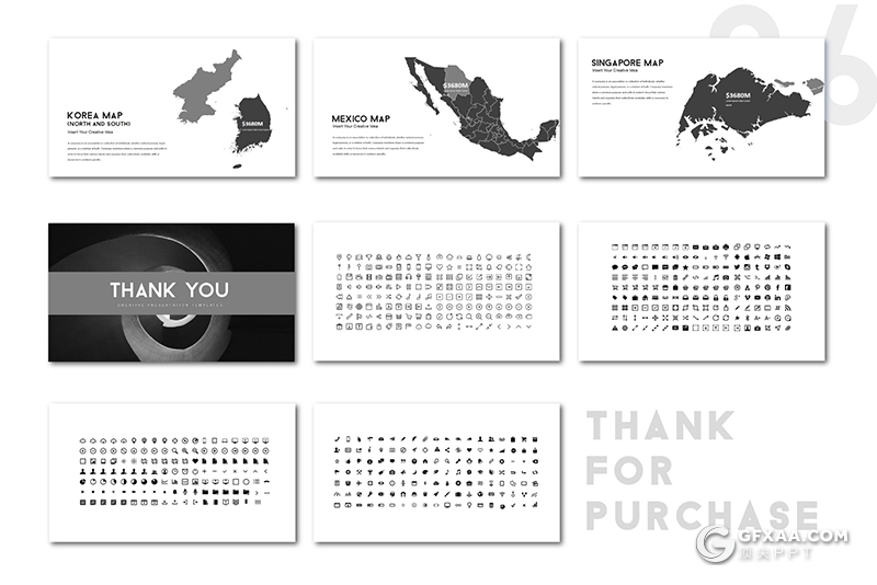 44页黑白风格国外商务工作汇报ppt模板 - 顶尖PPT