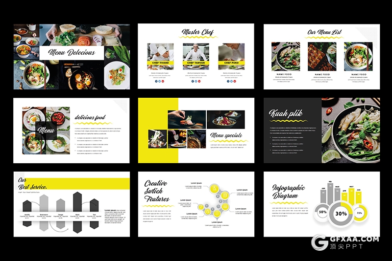 46页西式餐饮美食介绍展示PPT模板 - 顶尖PPT