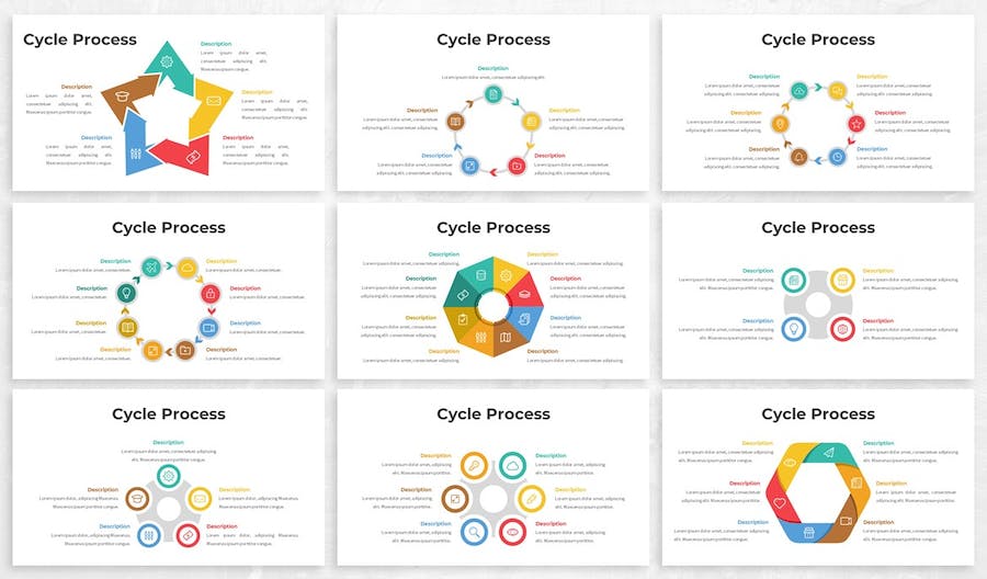 循环图表流程展示业务方案Keynote模板 - 顶尖PPT