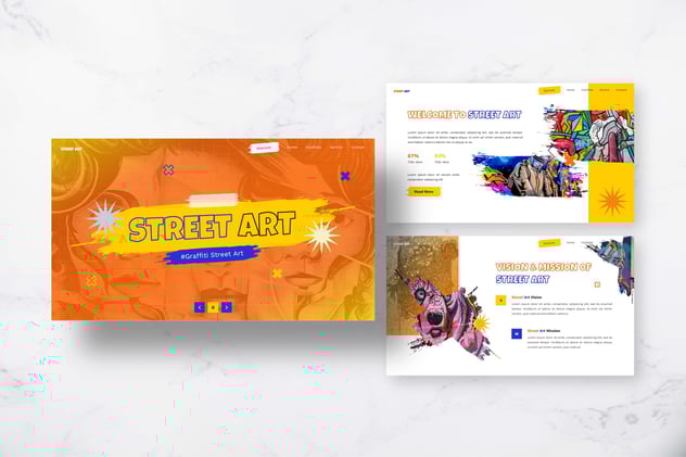 街头艺术涂鸦风格PPT模板 - 顶尖PPT