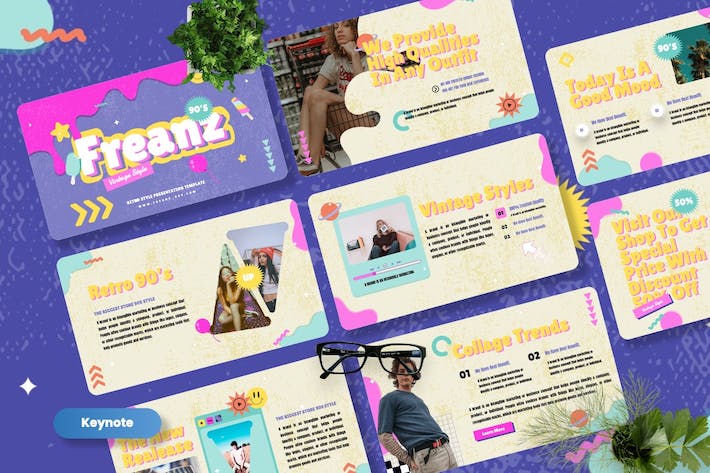 创意拼贴设计作品展示Keynote模板 - 顶尖PPT