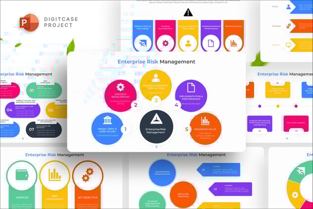 彩色企业风险管理信息图形PPT模板 - 顶尖PPT