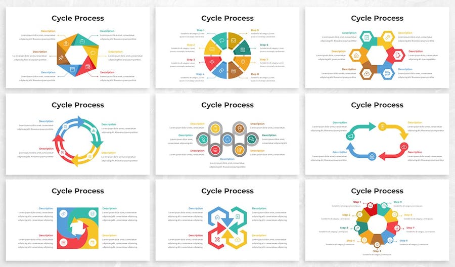 循环图表流程展示业务方案Keynote模板 - 顶尖PPT