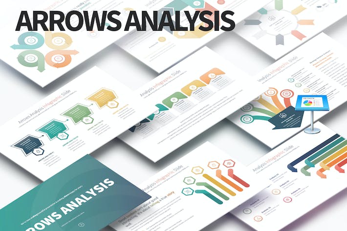 箭头分析对比数据图形图表keynote模板 - 顶尖PPT