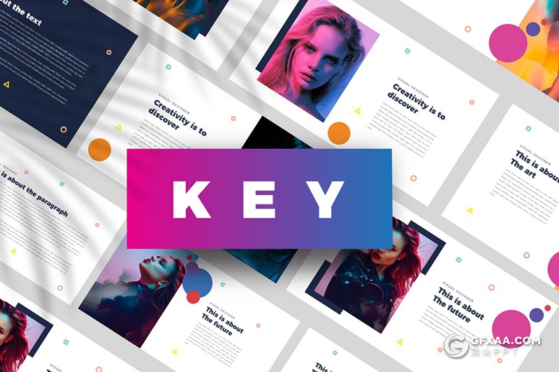 50页摄影模特写真展示简约时尚杂志keynote模板 - 顶尖PPT