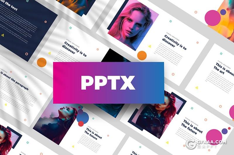 50页摄影模特写真展示简约时尚杂志PPT模板 - 顶尖PPT