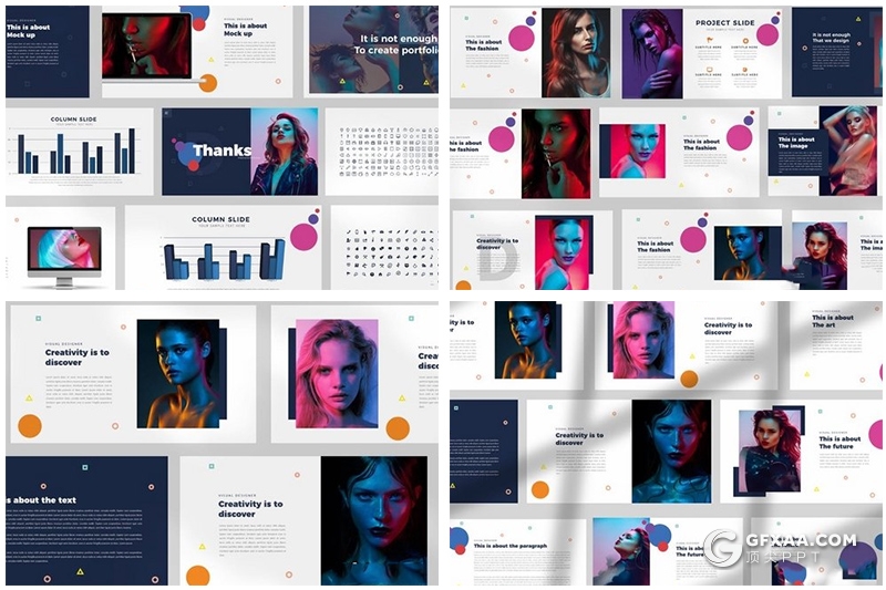 50页摄影模特写真展示简约时尚杂志keynote模板 - 顶尖PPT