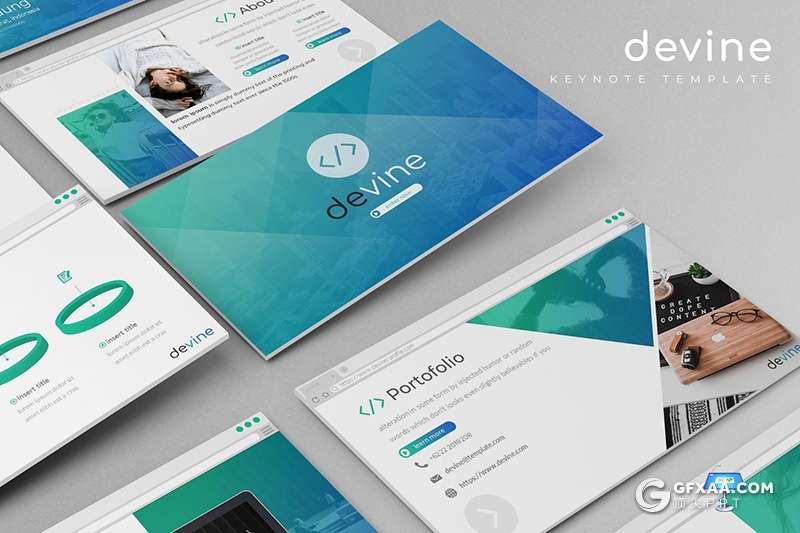 30页创意浏览器风格商务通用keynote模板 5种主题配色 - 顶尖PPT