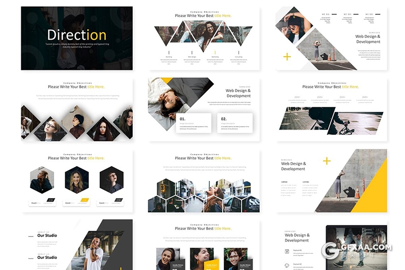 30页国外商务风格年终工作汇报Google slides模板 5种配色方案 - 顶尖PPT