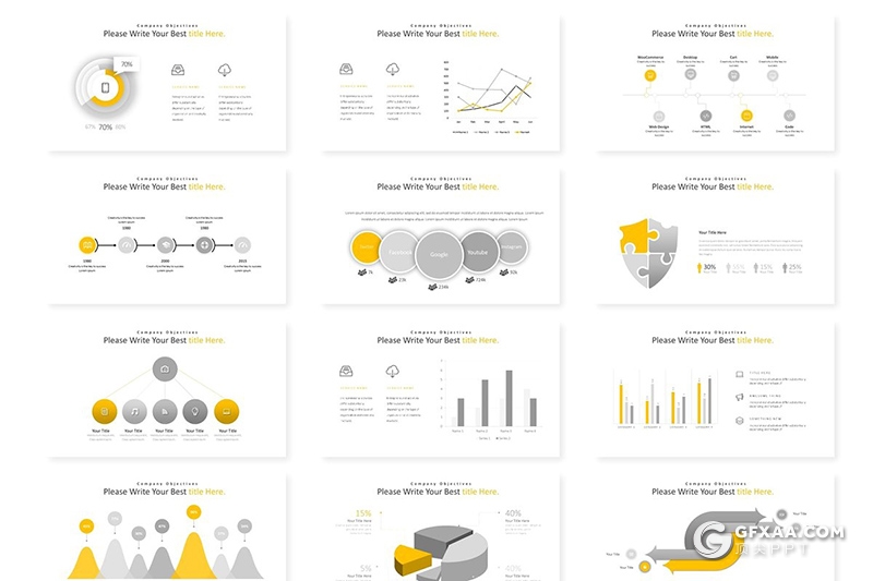 30页国外商务风格年终工作汇报Google slides模板 5种配色方案 - 顶尖PPT