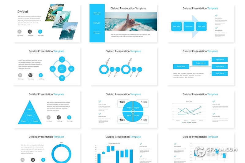 30页扁平化商务工作汇报计划Google slides模板 5种配色方案 - 顶尖PPT