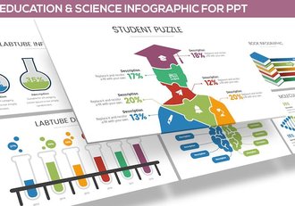教育科学知识信息图表展示PPT模板 - 顶尖PPT