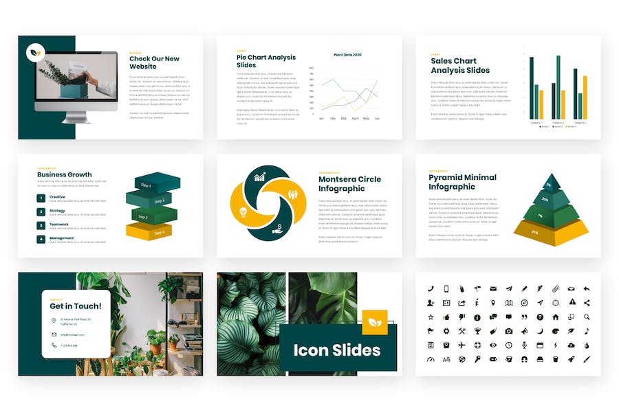 绿色极简风格设计展示Keynote模板 - 顶尖PPT