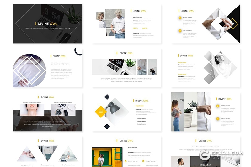 30页5种配色欧美商务图形设计工作汇报Google slides模板 - 顶尖PPT