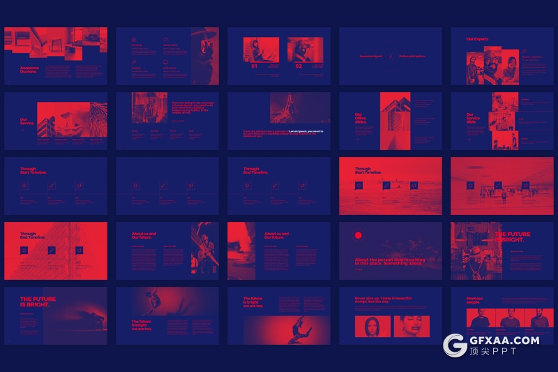 133页红紫商务图形工作汇报PPT模板 22个XML配色文件 附PS动作图片颜色转换 - 顶尖PPT