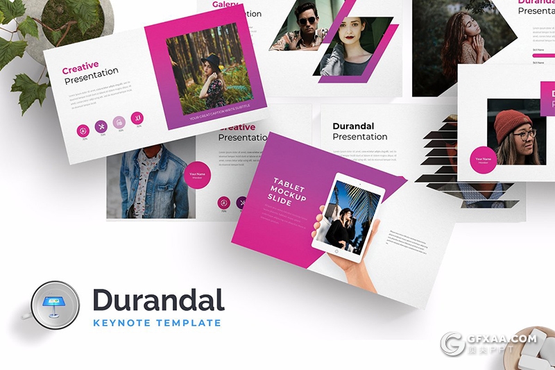 30页扁平化商务图形工作汇报keynote模板 5种主题配色 - 顶尖PPT