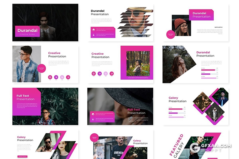 30页扁平化商务图形工作汇报ppt模板 5种主题配色 - 顶尖PPT