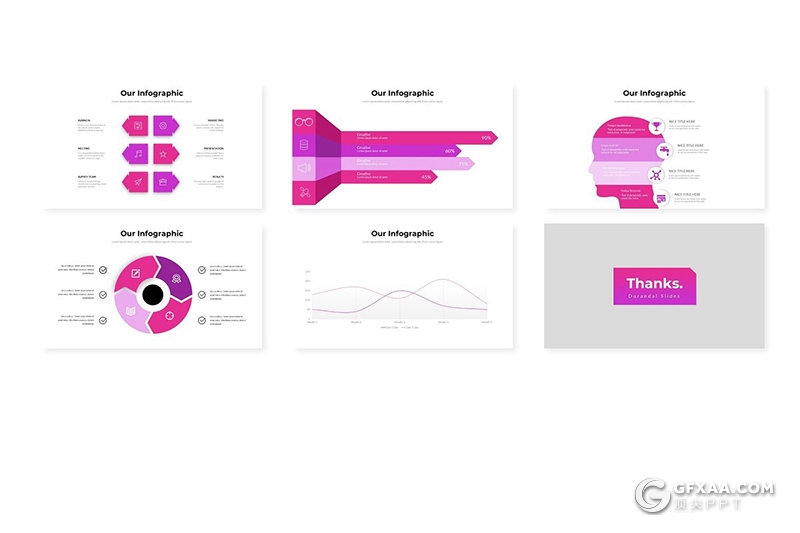 30页扁平化商务图形工作汇报ppt模板 5种主题配色 - 顶尖PPT