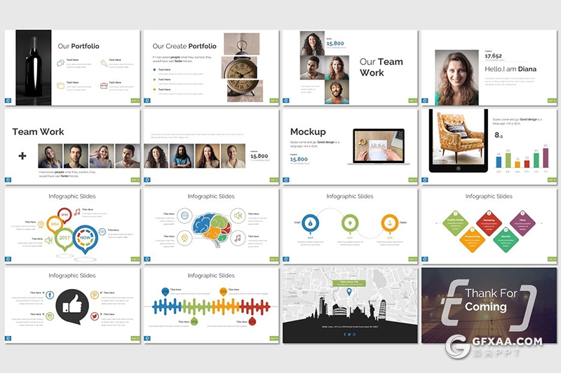 32页团队人员介绍工作总结ppt模板 5种配色方案 - 顶尖PPT