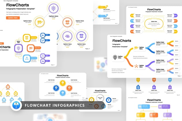 彩色流程图信息图表keynote模板 - 顶尖PPT