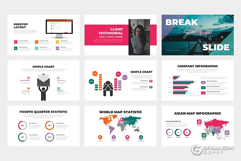 62页彩色扁平化商务汇报PPT模板 黑白两种底色 - 顶尖PPT