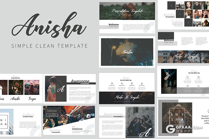 6多页极简文艺风格摄影图片展示keynote模板 - 顶尖PPT