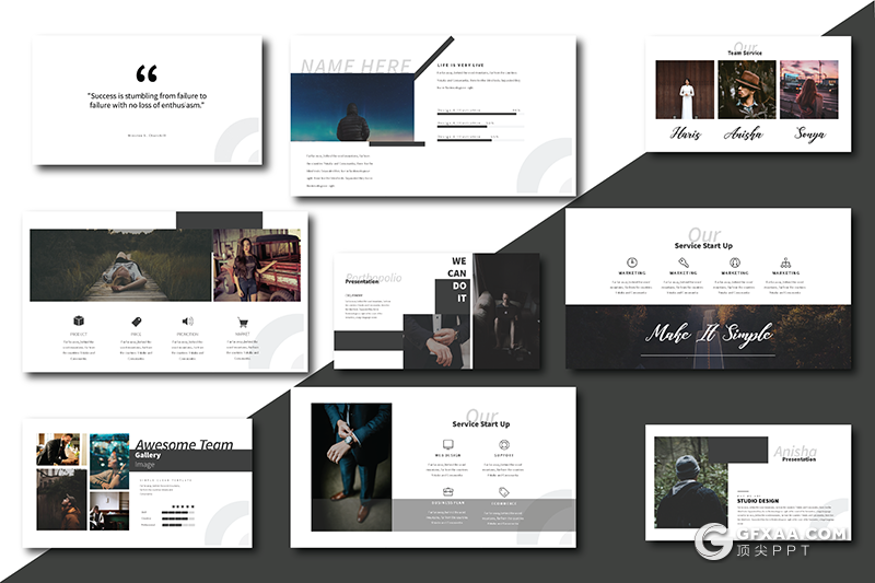 6多页极简文艺风格摄影图片展示keynote模板 - 顶尖PPT