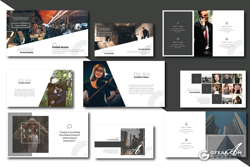 6多页极简文艺风格摄影图片展示keynote模板 - 顶尖PPT