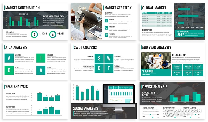 30页3种配色欧美商务年终工作汇报ppt模板 - 顶尖PPT