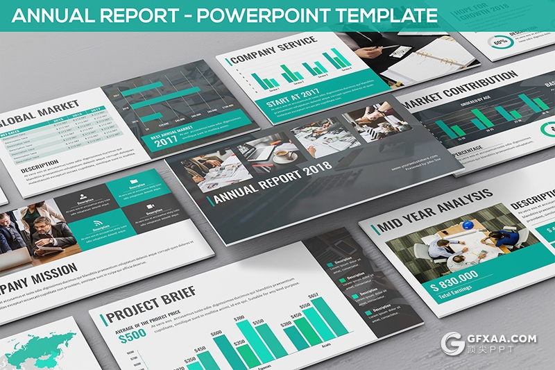 30页3种配色欧美商务年终工作汇报ppt模板 - 顶尖PPT